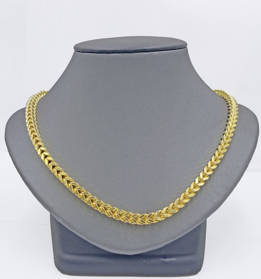 Real 10k Yellow Gold Franco Necklace 5mm 26" inch For Men's 10kt Chain - Reva Jeweler