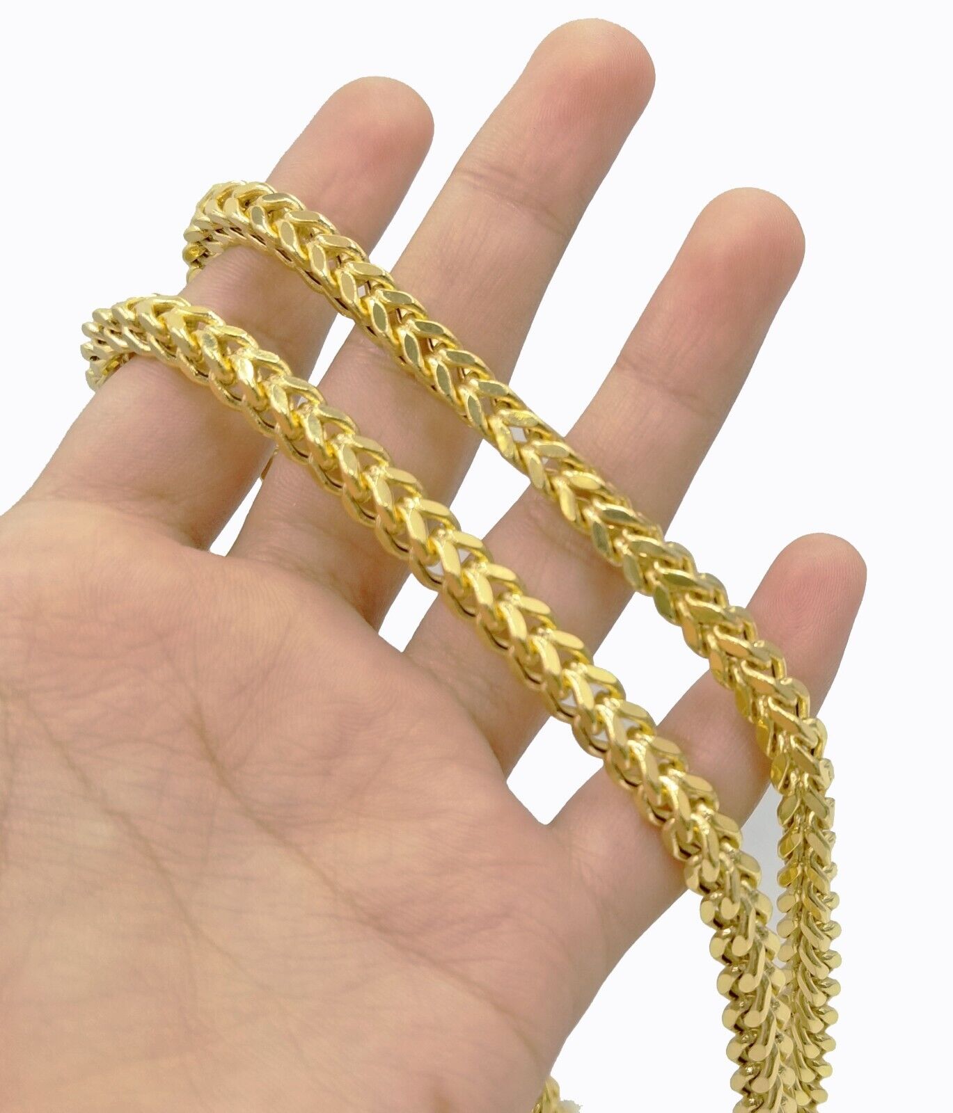 Real 10k Yellow Gold Franco Necklace 5mm 26" inch For Men's 10kt Chain - Reva Jeweler