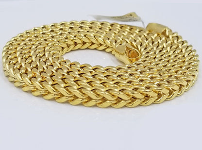 Real 10k Yellow Gold Franco Necklace 5mm 26" inch For Men's 10kt Chain - Reva Jeweler