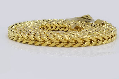 Real 10k Yellow Gold Franco Necklace 5mm 26" inch For Men's 10kt Chain - Reva Jeweler