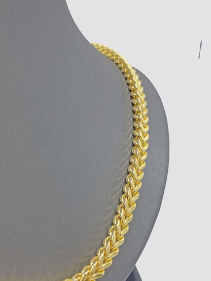 Real 10k Yellow Gold Franco Necklace 5mm 26" inch For Men's 10kt Chain - Reva Jeweler