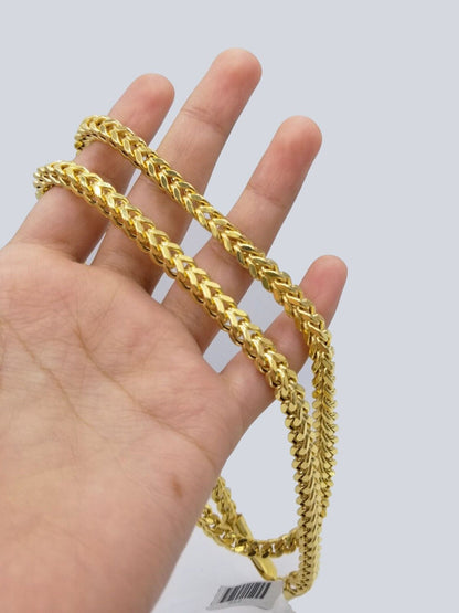Real 10k Yellow Gold Franco Necklace 5mm 26" inch For Men's 10kt Chain - Reva Jeweler