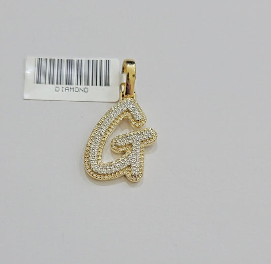 Real 10k Yellow Gold G Charm Pendant Letter Initial With Diamonds For Mens - Reva Jeweler