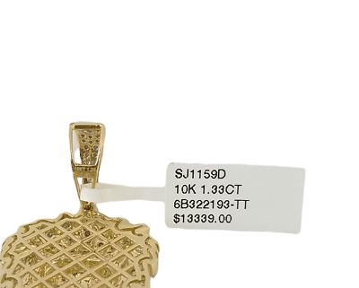 Real 10K Yellow Gold Genuine Diamond Lion Head Pendant Pink Eye Lion Charm - Reva Jeweler