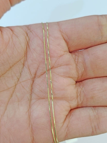 Real 10k Yellow Gold Heart Diamond Pendant Box Chain Necklace Set Women - Reva Jeweler