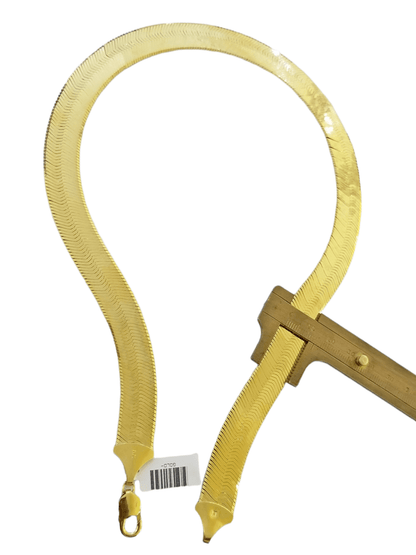Real 10K Yellow Gold Herring Bone Chain 14mm Necklace 22" Inch Lobster lock - Reva Jeweler