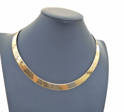 Real 10K Yellow Gold Herringbone 11mm Necklace Chain 20" Inch Solid Lobster Lock - Reva Jeweler