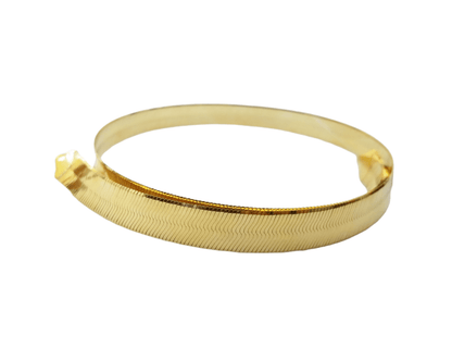 Real 10K Yellow Gold Herringbone 11mm Necklace Chain 22" Inch Lobster Lock Solid - Reva Jeweler