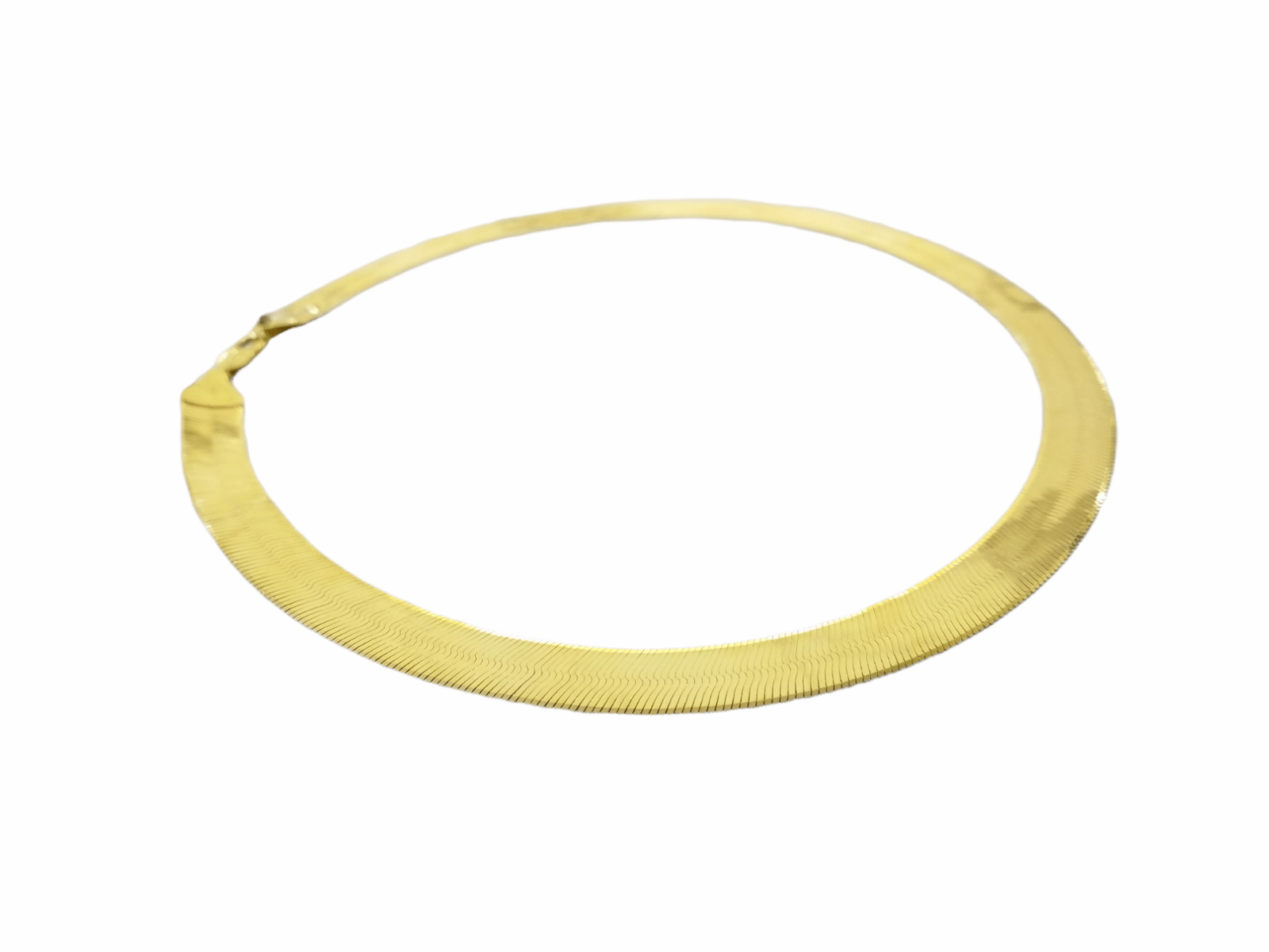Real 10K Yellow Gold Herringbone 11mm Necklace Chain 22" Inch Lobster Lock Solid - Reva Jeweler