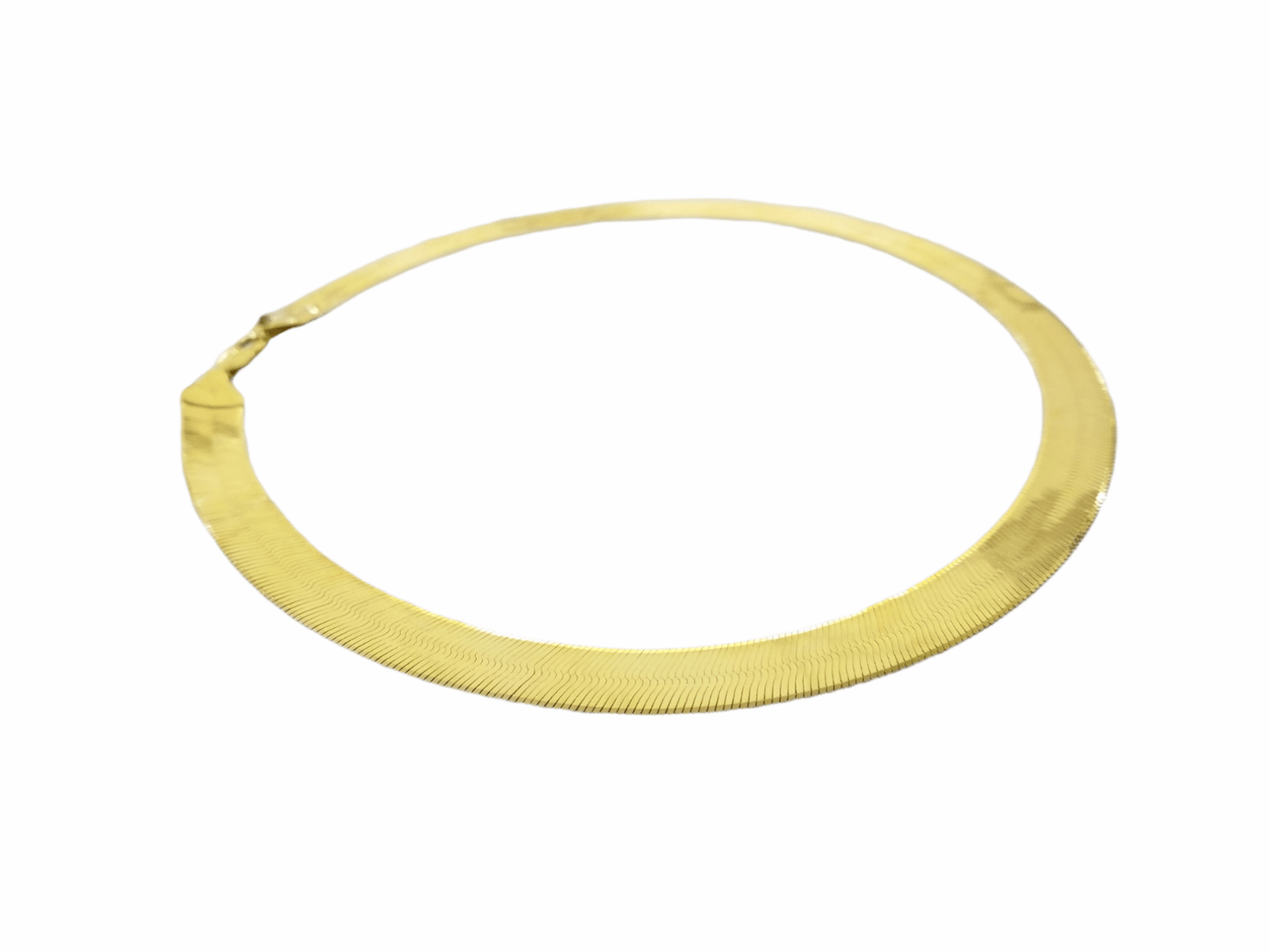Real 10K Yellow Gold Herringbone 11mm Necklace Chain 23 Inch Solid Lobster Lock - Reva Jeweler