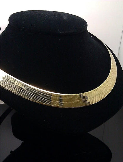 Real 10k Yellow Gold Herringbone 18" Necklace Chain 12mm - Reva Jeweler
