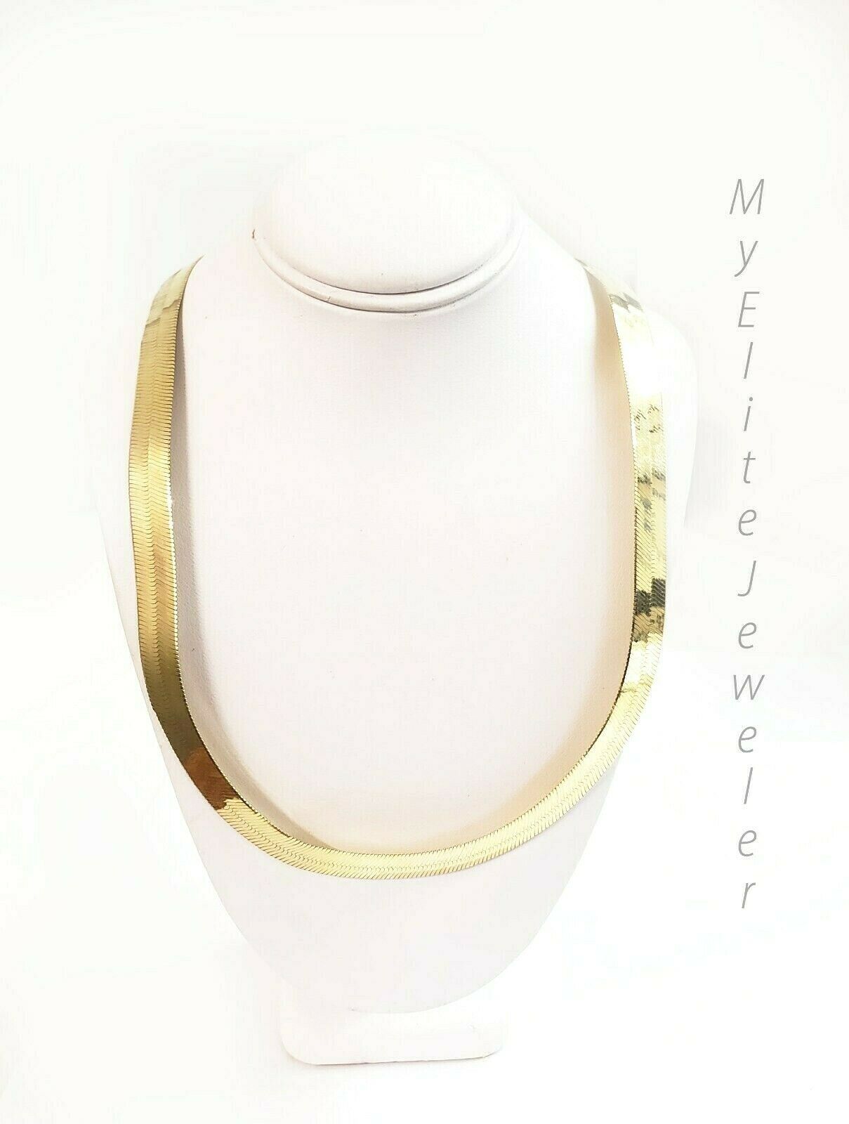 Real 10K Yellow Gold Herringbone Chain 18 Inch 10MM Necklace Ladies Men's SALE!! - Reva Jeweler