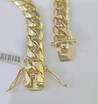 Real 10K Yellow Gold ID Bracelet Miami Cuban Link Solid 12mm 8" 8.5" 9" inches - GoldenlinQ