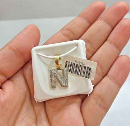 Real 10K Yellow Gold Initials Diamond Cut Charm A - Z Pendant Alphabets - GoldenlinQ