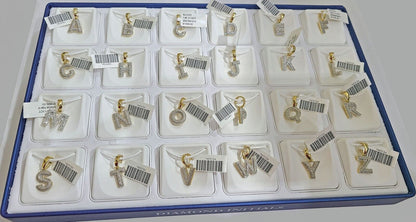Real 10K Yellow Gold Initials Diamond Cut Charm A - Z Pendant Alphabets - GoldenlinQ