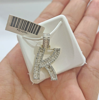 Real 10K Yellow Gold Initials Diamond Cut Charm A - Z Pendant Alphabets - Reva Jeweler