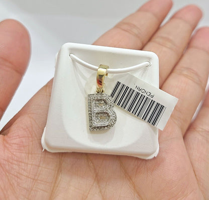 Real 10K Yellow Gold Initials Diamond Cut Charm A - Z Pendant Alphabets - GoldenlinQ