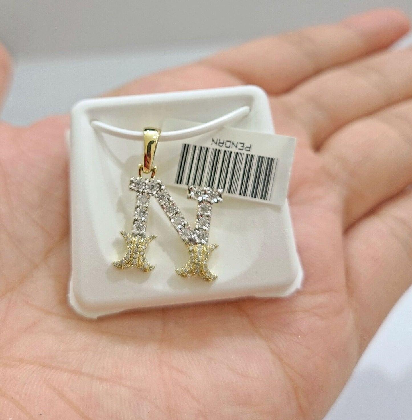 Real 10K Yellow Gold Initials Diamond Cut Charm A - Z Pendant Alphabets - GoldenlinQ