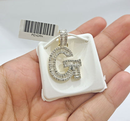 Real 10K Yellow Gold Initials Diamond Cut Charm A - Z Pendant Alphabets - Reva Jeweler