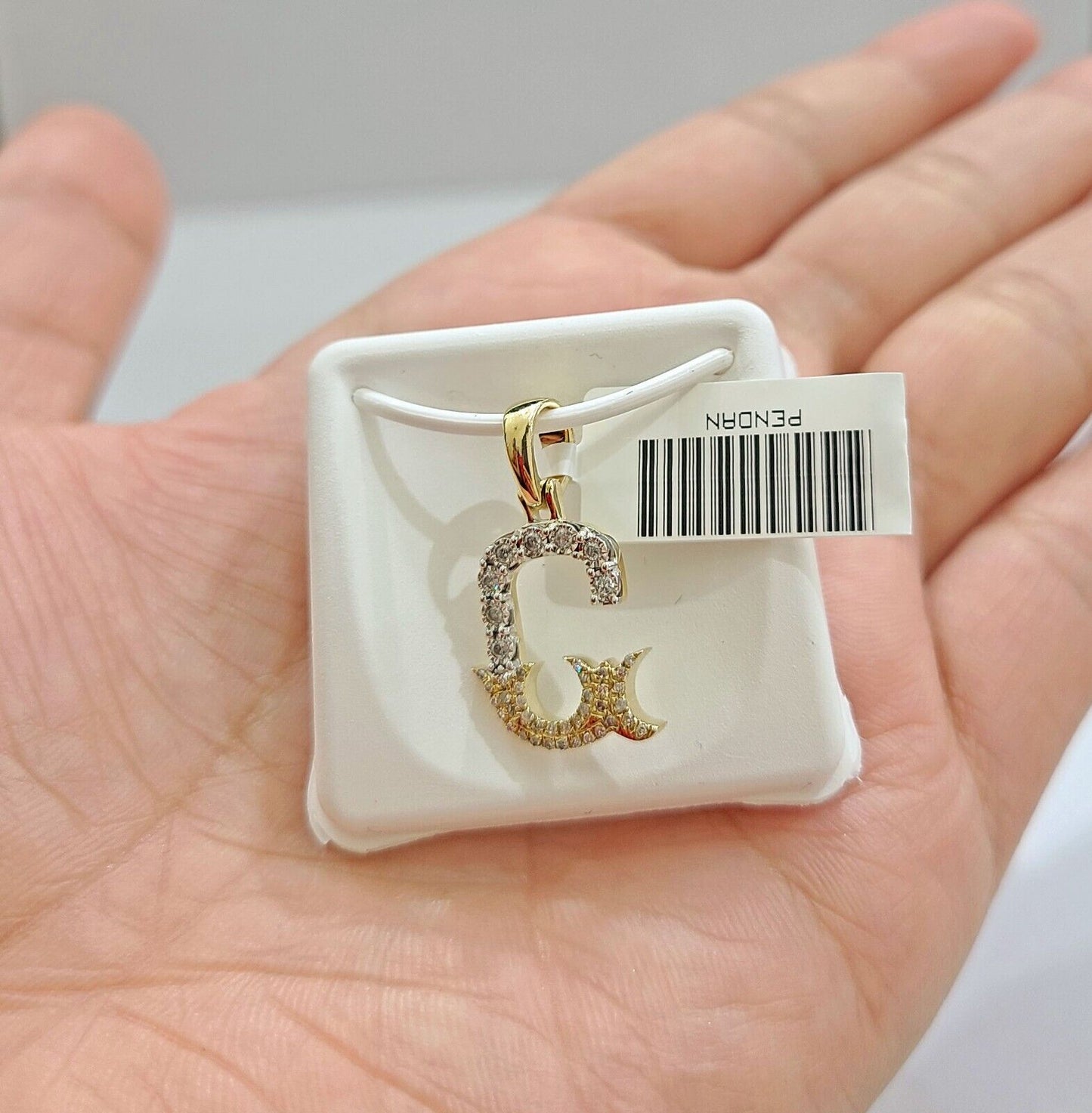 Real 10K Yellow Gold Initials Diamond Cut Charm A - Z Pendant Alphabets - GoldenlinQ
