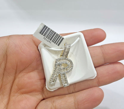 Real 10K Yellow Gold Initials Diamond Cut Charm A - Z Pendant Alphabets - Reva Jeweler