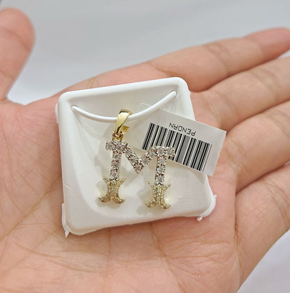 Real 10K Yellow Gold Initials Diamond Cut Charm A - Z Pendant Alphabets - GoldenlinQ