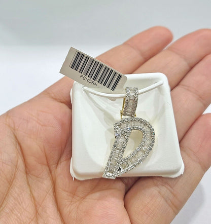 Real 10K Yellow Gold Initials Diamond Cut Charm A - Z Pendant Alphabets - Reva Jeweler