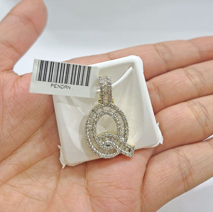 Real 10K Yellow Gold Initials Diamond Cut Charm A - Z Pendant Alphabets - Reva Jeweler