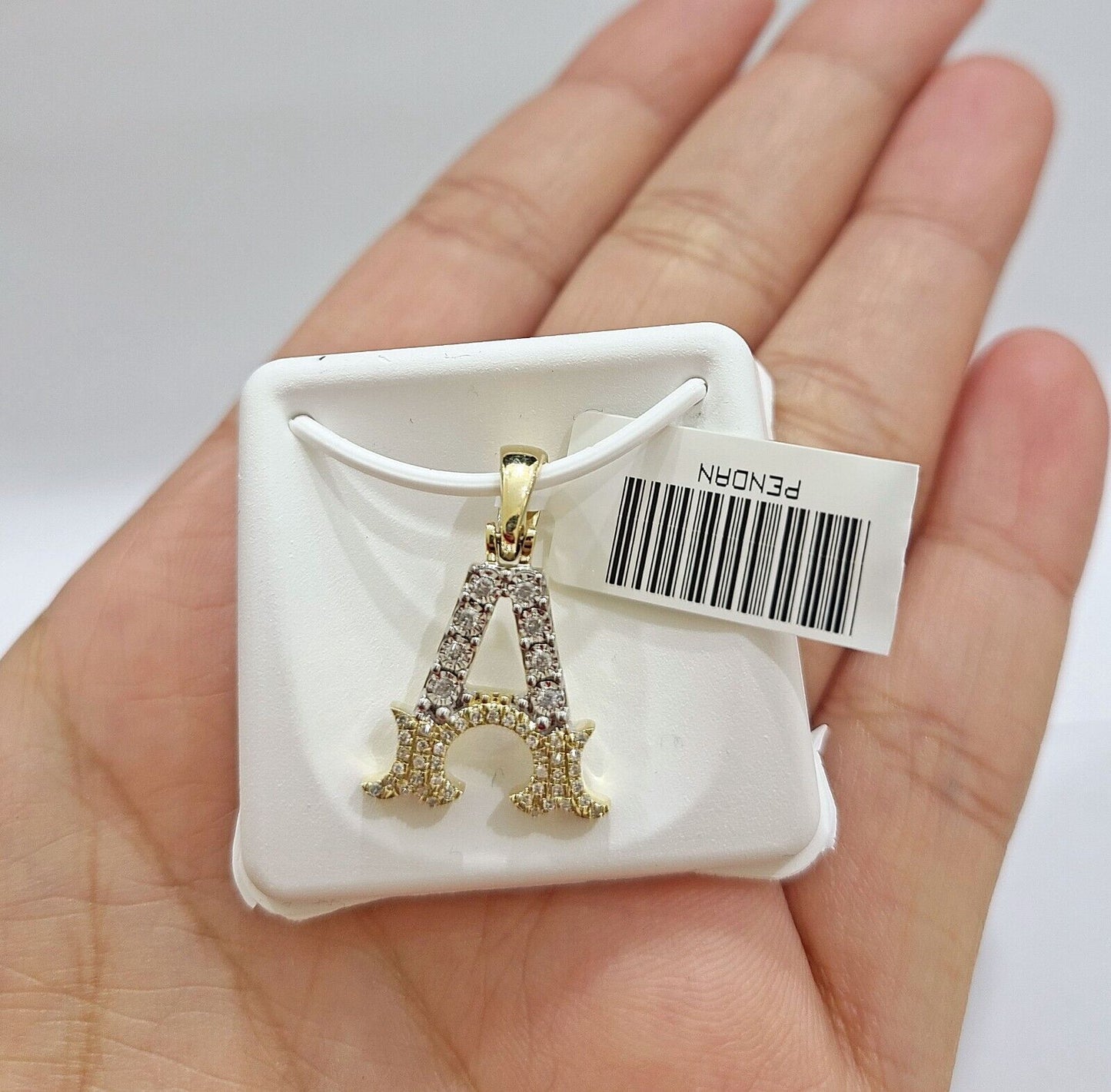 Real 10K Yellow Gold Initials Diamond Cut Charm A - Z Pendant Alphabets - GoldenlinQ