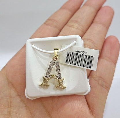 Real 10K Yellow Gold Initials Diamond Cut Charm A - Z Pendant Alphabets - GoldenlinQ