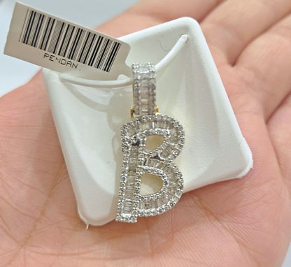 Real 10K Yellow Gold Initials Diamond Cut Charm A - Z Pendant Alphabets - Reva Jeweler