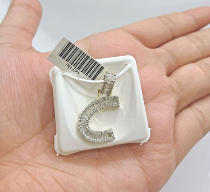 Real 10K Yellow Gold Initials Diamond Cut Charm A - Z Pendant Alphabets - Reva Jeweler