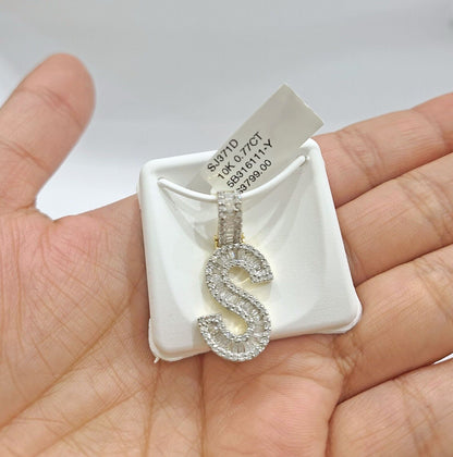 Real 10K Yellow Gold Initials Diamond Cut Charm A - Z Pendant Alphabets - Reva Jeweler