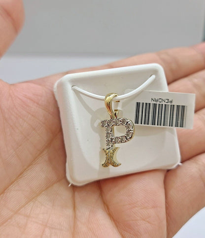 Real 10K Yellow Gold Initials Diamond Cut Charm A - Z Pendant Alphabets - GoldenlinQ