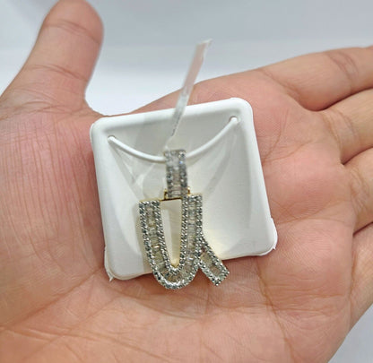 Real 10K Yellow Gold Initials Diamond Cut Charm A - Z Pendant Alphabets - Reva Jeweler