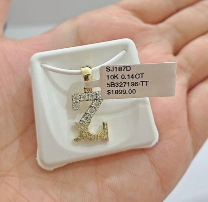 Real 10K Yellow Gold Initials Diamond Cut Charm A - Z Pendant Alphabets - GoldenlinQ