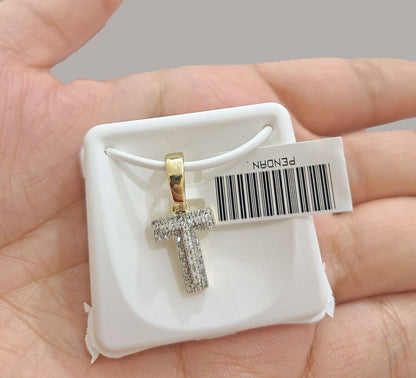 Real 10K Yellow Gold Initials Diamond Cut Charm A - Z Pendant Alphabets - GoldenlinQ