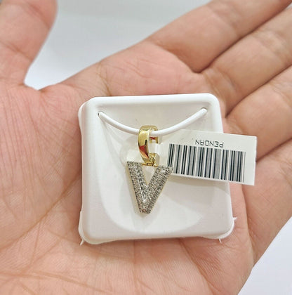 Real 10K Yellow Gold Initials Diamond Cut Charm A - Z Pendant Alphabets - GoldenlinQ
