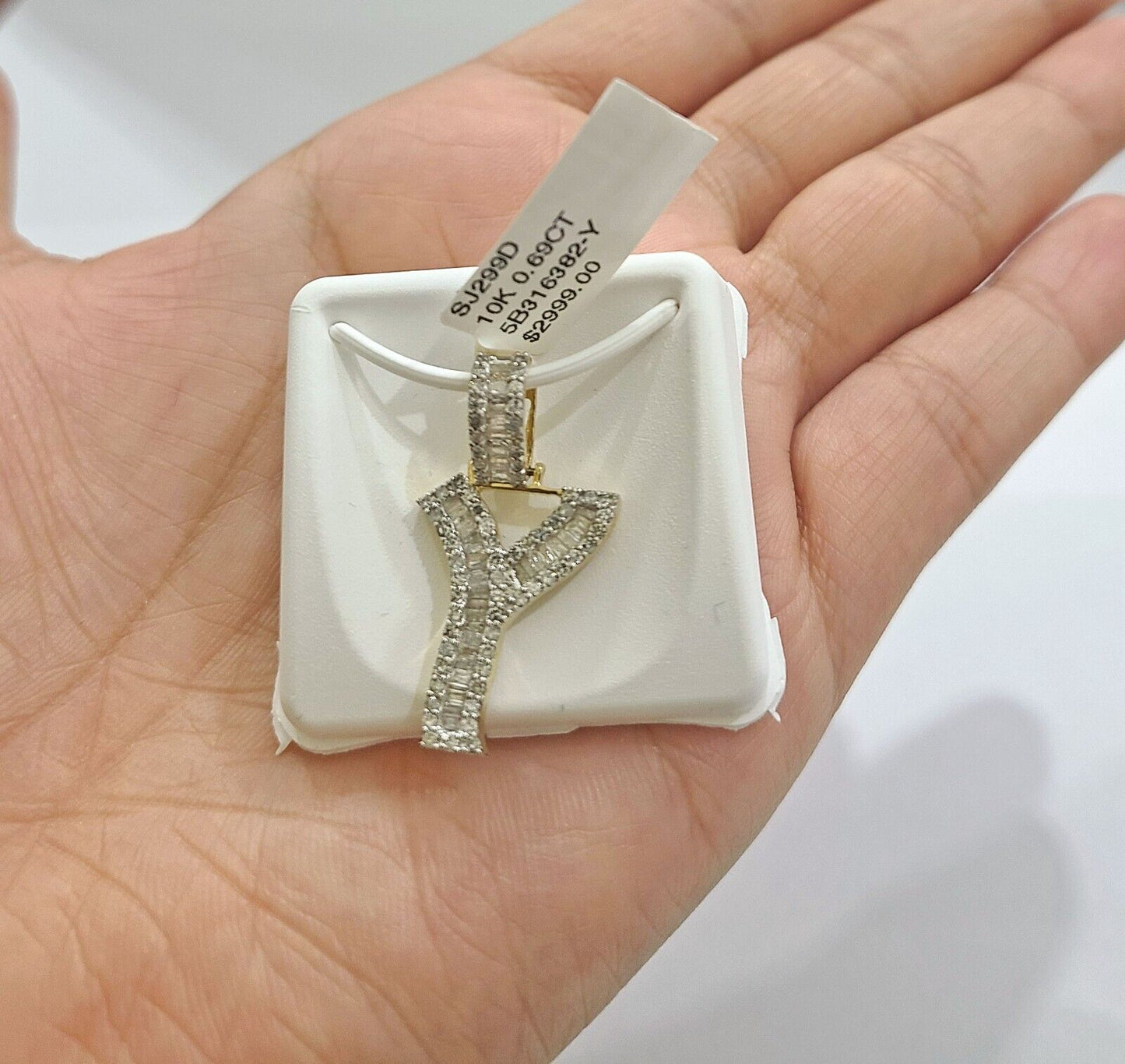 Real 10K Yellow Gold Initials Diamond Cut Charm A - Z Pendant Alphabets - Reva Jeweler