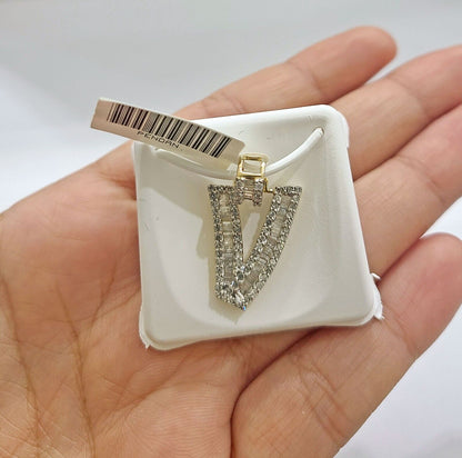 Real 10K Yellow Gold Initials Diamond Cut Charm A - Z Pendant Alphabets - Reva Jeweler
