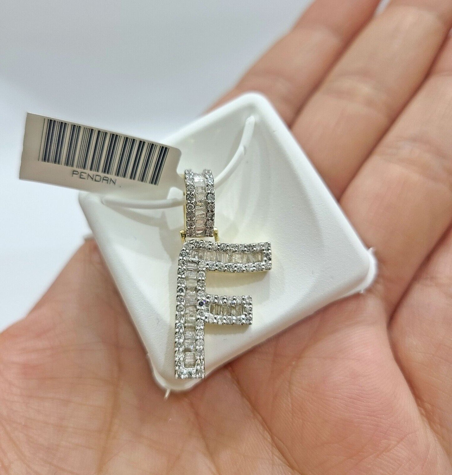 Real 10K Yellow Gold Initials Diamond Cut Charm A - Z Pendant Alphabets - Reva Jeweler