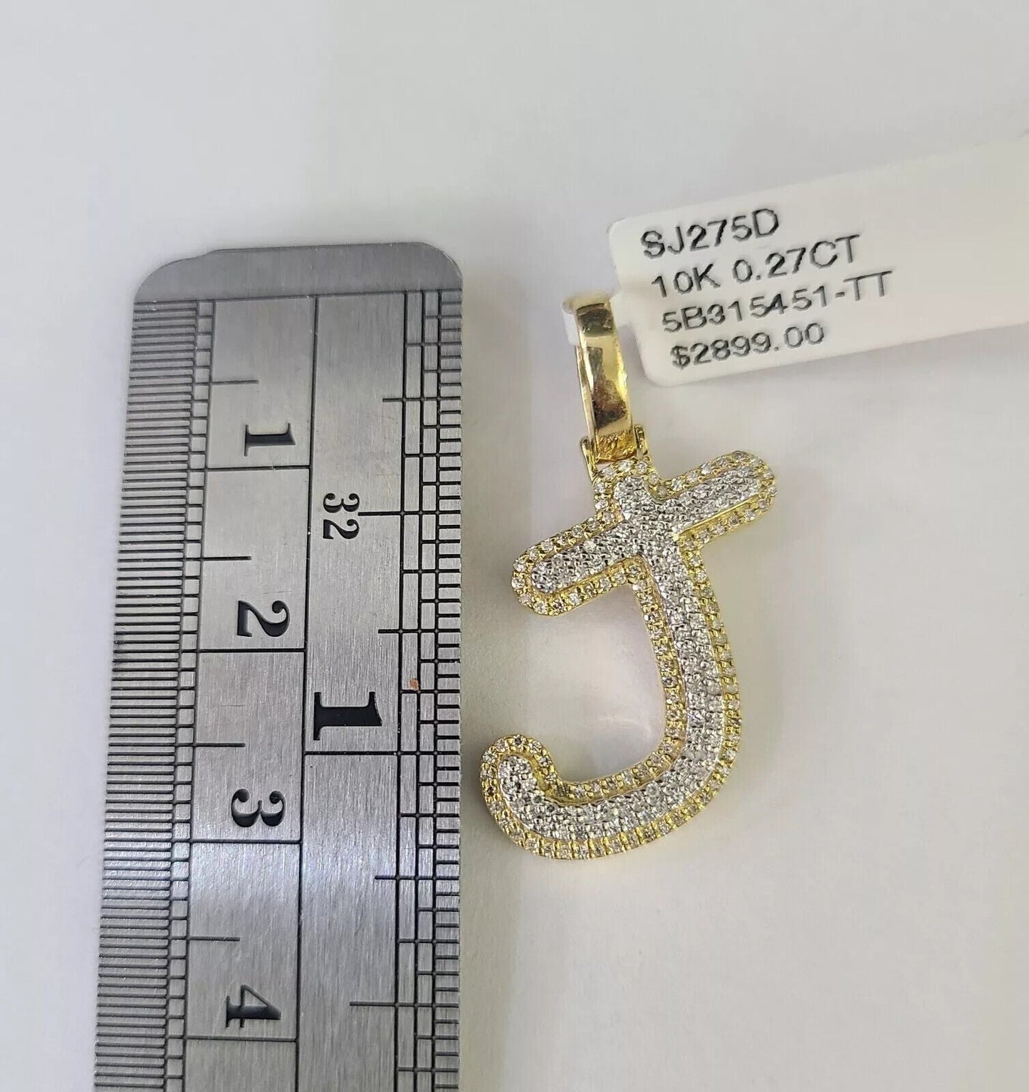 Real 10k Yellow Gold J Charm Pendant Letter Initial With Diamonds For Mens - Reva Jeweler