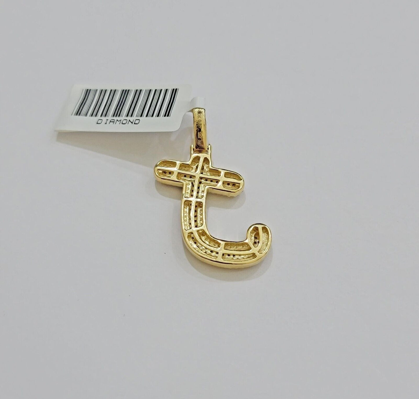 Real 10k Yellow Gold J Charm Pendant Letter Initial With Diamonds For Mens - Reva Jeweler