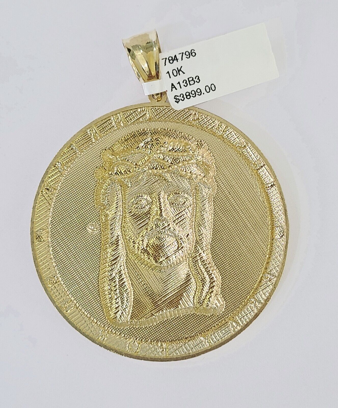 Real 10K Yellow Gold Jesus Crist Pendant Charm Diamond Cut Circular Genuine - Reva Jeweler
