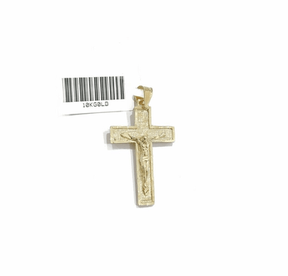 Real 10k Yellow Gold Jesus Cross Charm Rope Chain Necklace 3mm 28'' Pendant 10kt - GoldenlinQ