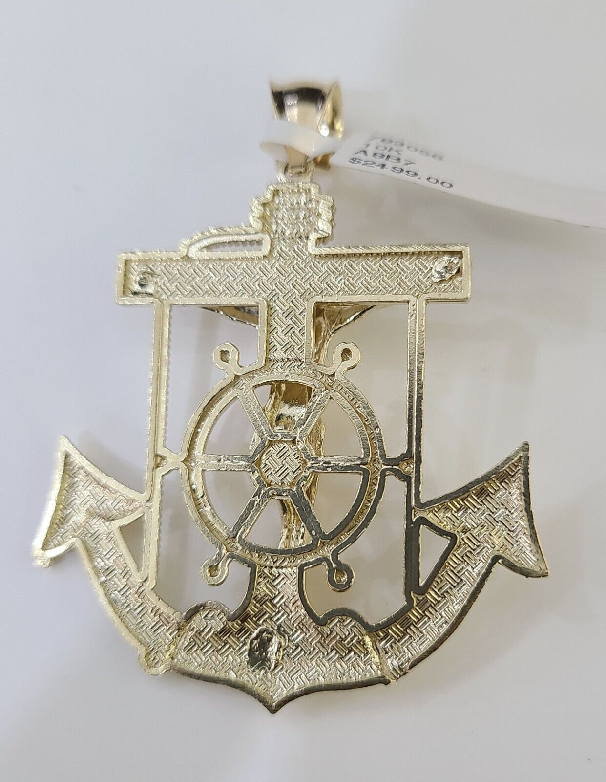 Real 10k Yellow Gold Jesus Crucifix Anchor Pendant 2.5 inches Charm - Reva Jeweler