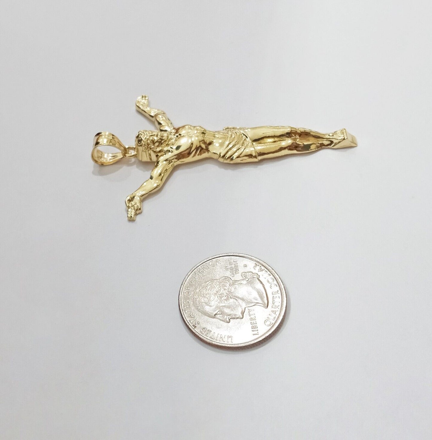 Real 10k Yellow Gold Jesus Crucifix Charm 10kt Pendant Men Women - Reva Jeweler