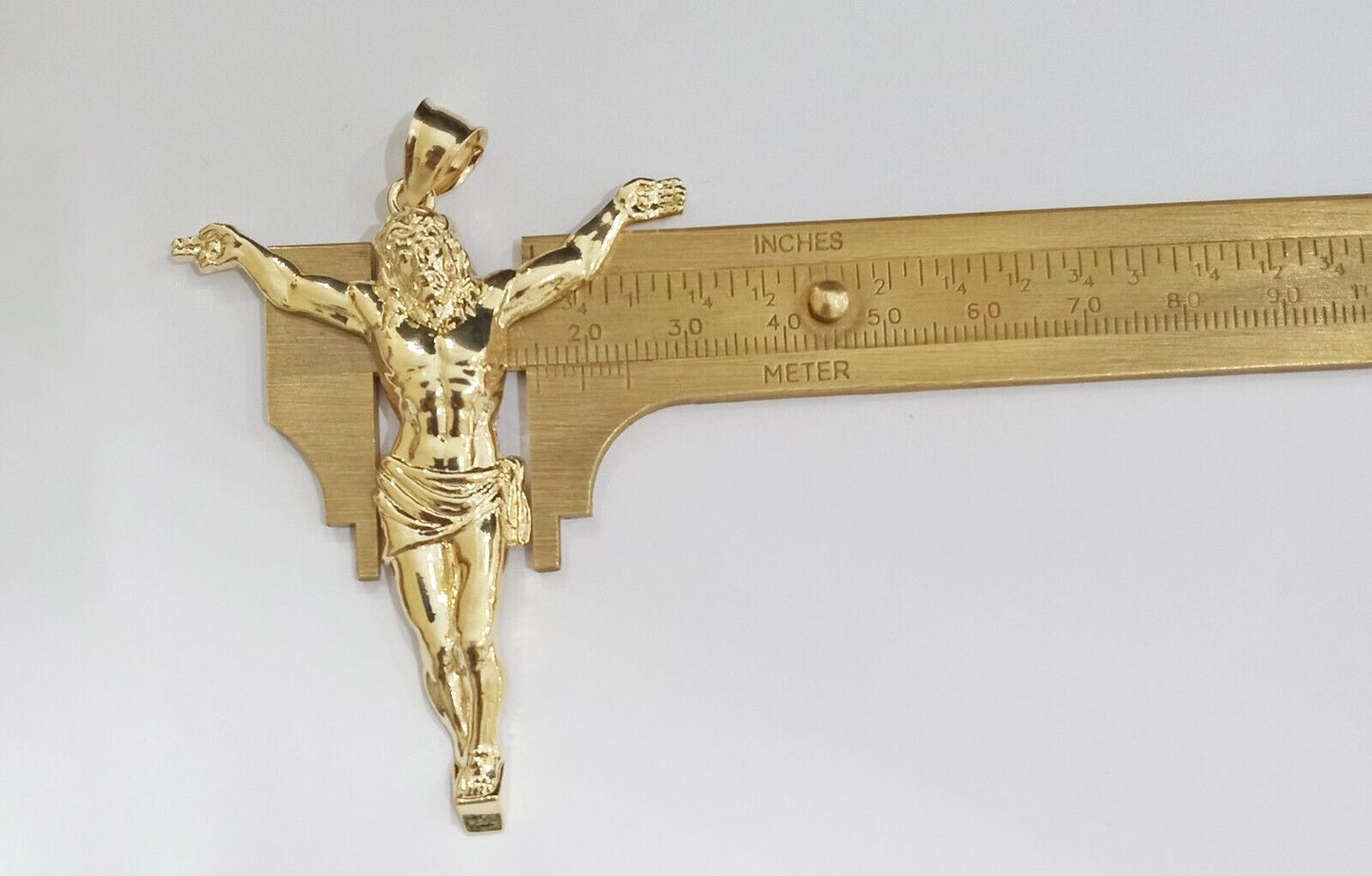 Real 10k Yellow Gold Jesus Crucifix Charm 10kt Pendant Men Women - Reva Jeweler