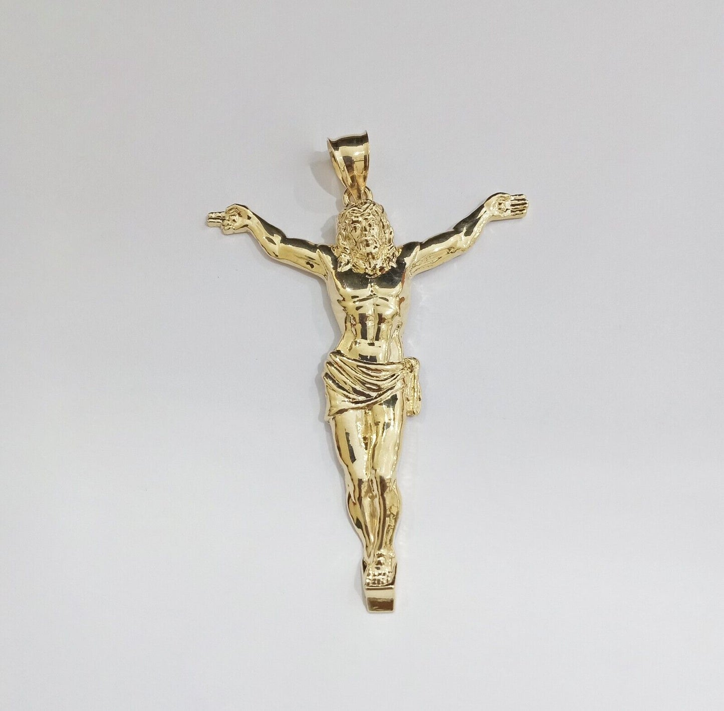 Real 10k Yellow Gold Jesus Crucifix Charm 10kt Pendant Men Women - Reva Jeweler