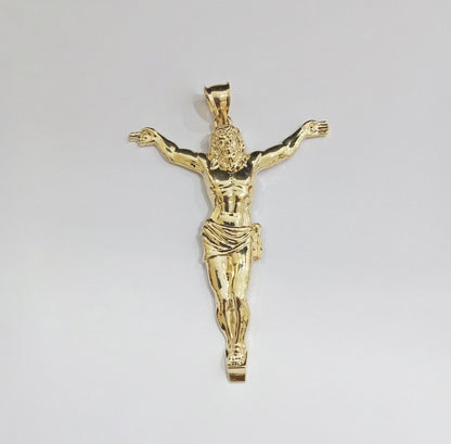 Real 10k Yellow Gold Jesus Crucifix Charm 10kt Pendant Men Women - Reva Jeweler